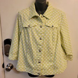 Christopher and Banks Light Green Polka Dot jacket